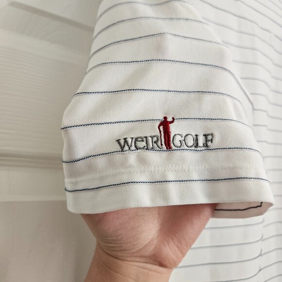 White Striped Men's WeirGolf Short Sleeve Polo with buttons‎ size S - Picture 4 of 9